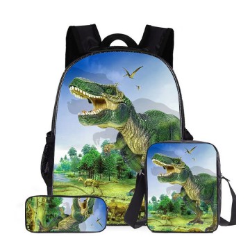 Wholesale/Customized 3pcs Set Dinosaurs School Backpack,Bag